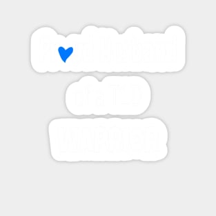 Proud Husband White Text Blue Heart Sticker